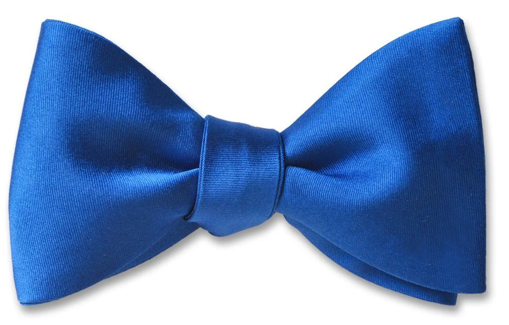 Blue Satin Bow Tie Alt Text